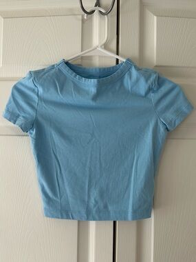 wild fable Light Blue Short Sleeve Crop Tee